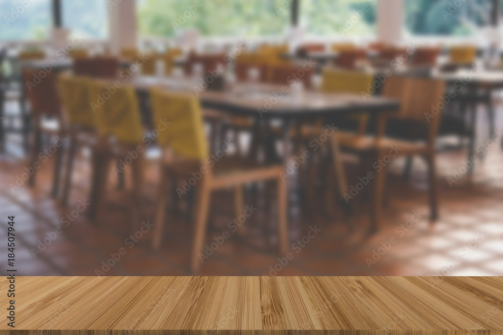 wood table and chair in cafe cafeteria. restaurant interior wood table and chair in cafe cafeteria. restaurant interior