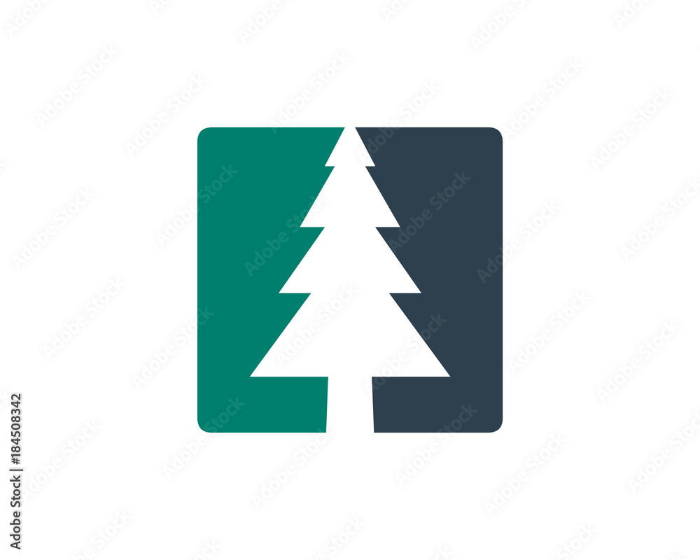 Square Simple Pine Tree Abstract Flat Logo Symbol Stock Vector | Adobe Stock