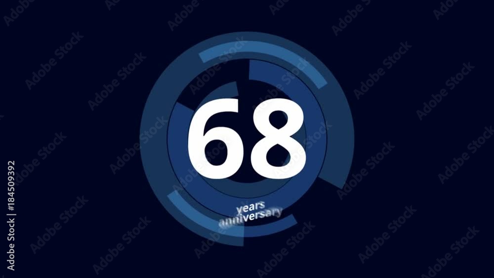 68 Year anniversary Digital Tech Circle Blue Background 68 Year anniversary Digital Tech Circle Blue Background