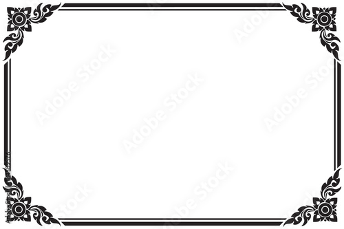Frame and borders black and white. Thai pattern , Vector illustration