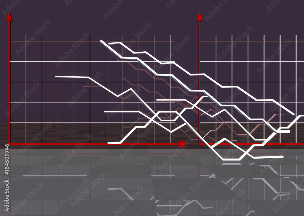 The economic background. Illustration for Economics and business. Graphs, curves, indicators