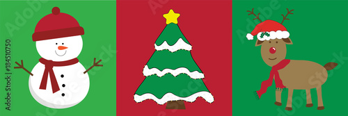 Merry Christmas Snowman Tree Reindeer