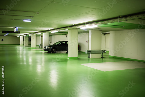 Parking garage in underground interior photo