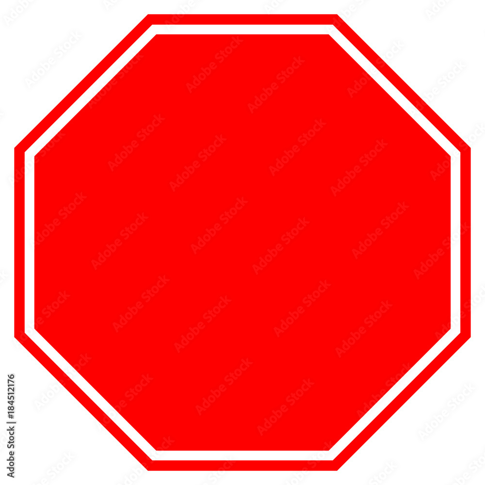 STOP blank sign in red octagon. Vector icon.