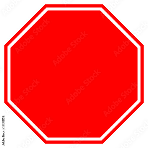 STOP blank sign in red octagon. Vector icon.
