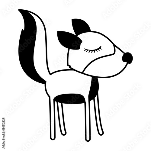 female wolf cartoon with closed eyes expression in black sections silhouette vector illustration