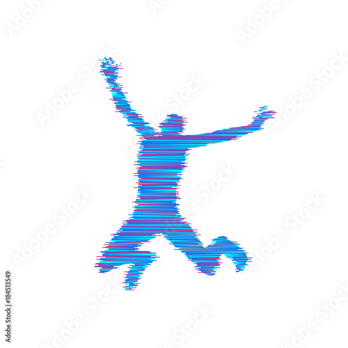 Man falling down. Jumping man. 3D model of man. Element for sport design. Vector illustration.