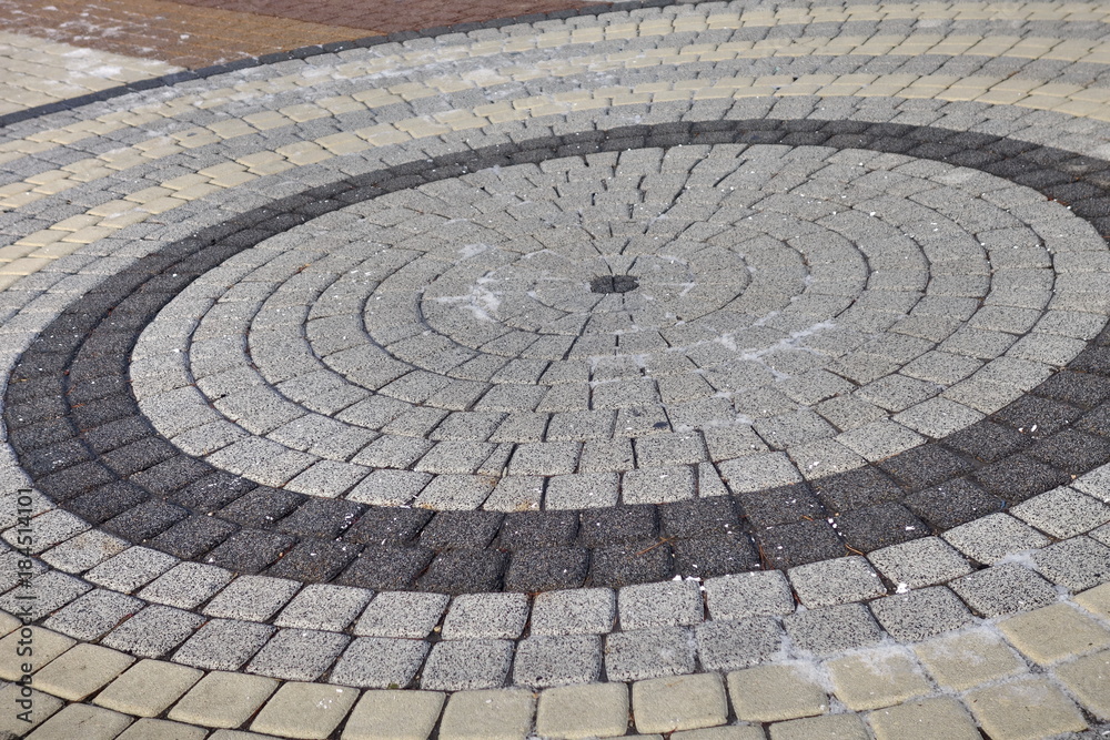 Brick floor pattern with snow in winter Brick floor pattern with snow in winter