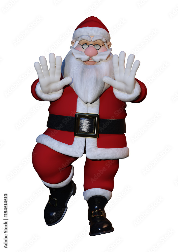 3D Rendering Santa Exercising on White 3D Rendering Santa Exercising on White