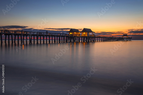 Colorful sunset at Naples Florida pier