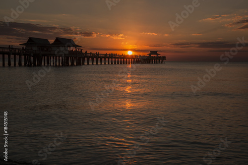 Colorful sunset at Naples Florida pier