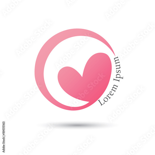 love circle vector logo design template, minimal heart icon, valentine abstract sign, vector illustration