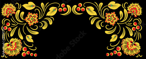 Russian ornament of Khokhloma. frame