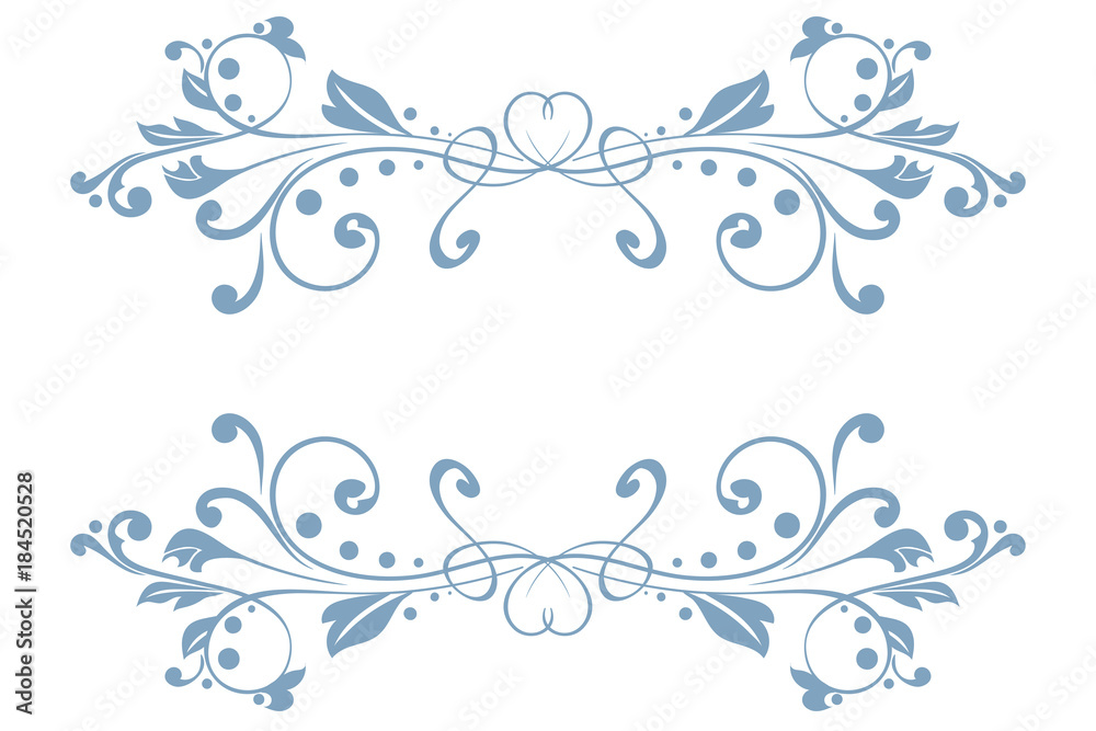 Blue floral decoration. Dividers Blue floral decoration. Dividers
