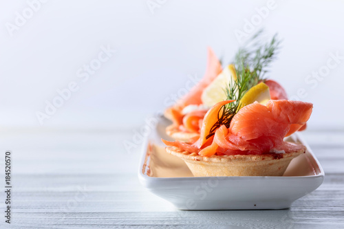 Tartlets with salmon.