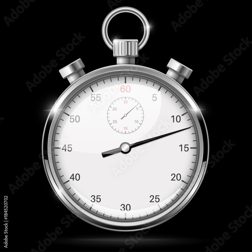 Stop watch. Vector 3d illustration on black background