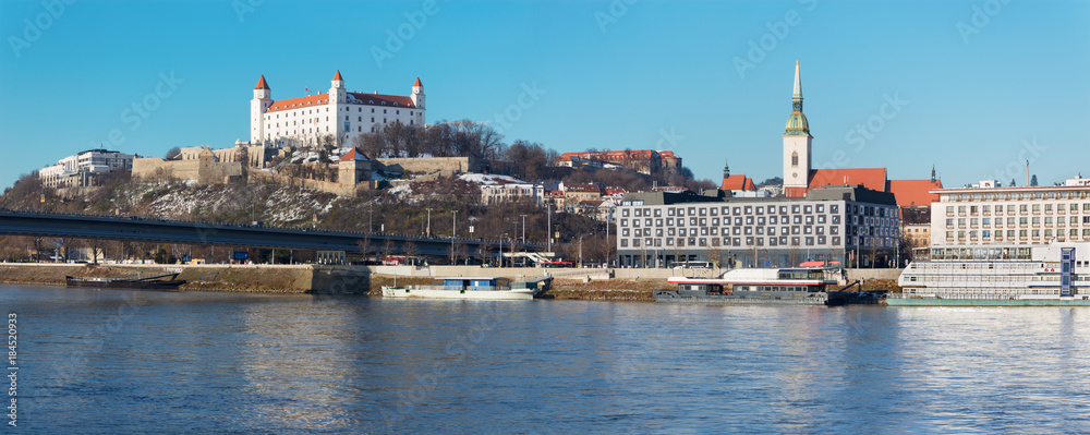 Bratislava - The Castle and Cathedral with the Danube.