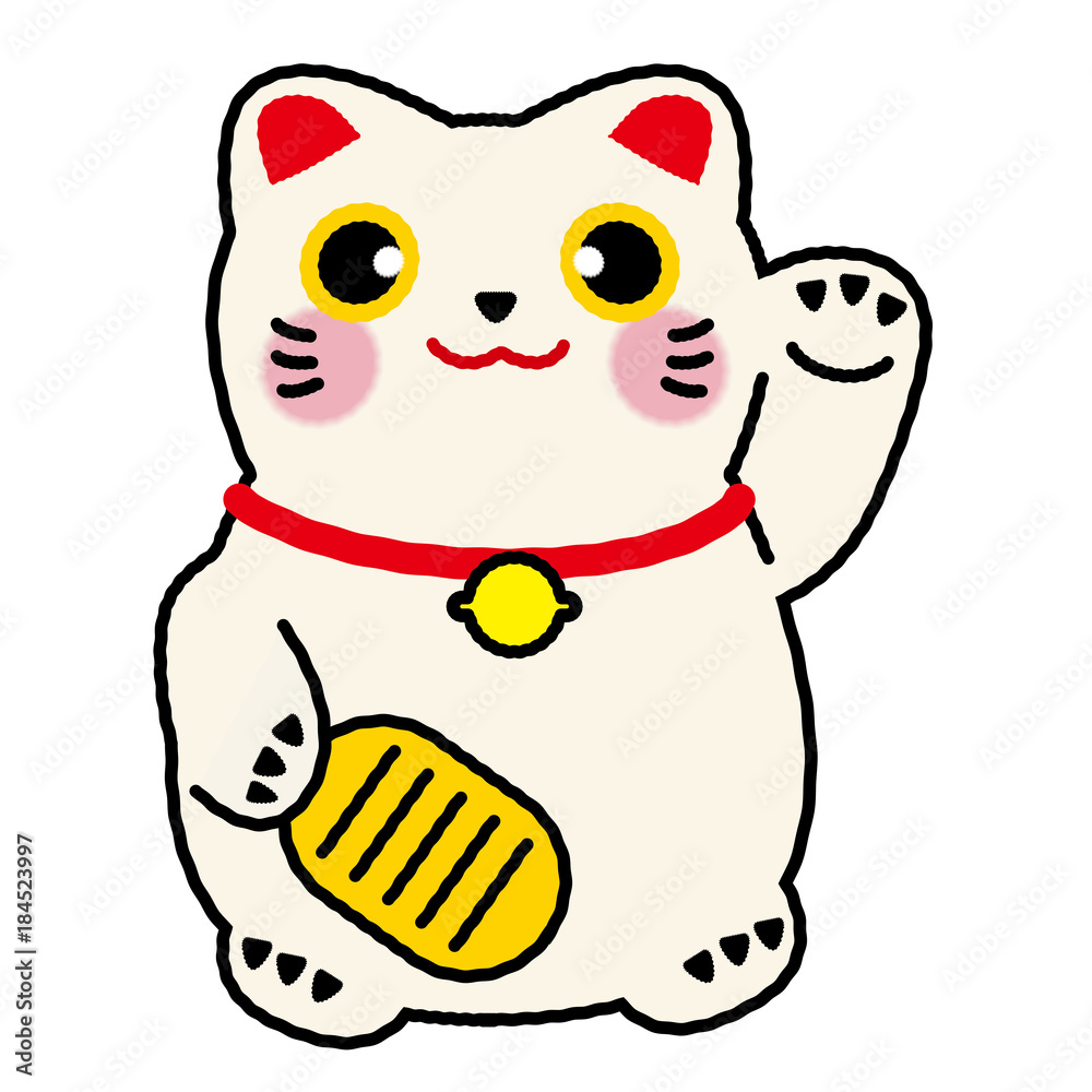 招き猫のイラスト まねきねこ Lucky Cat 年賀状向け素材 Stock ベクター Adobe Stock