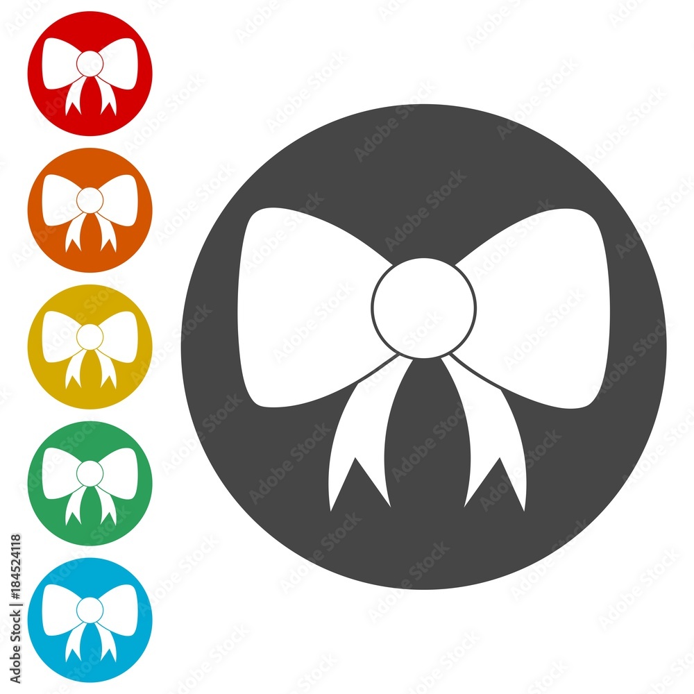Vector Bow icon, Set of gift bows with ribbons Vector Bow icon, Set of gift bows with ribbons