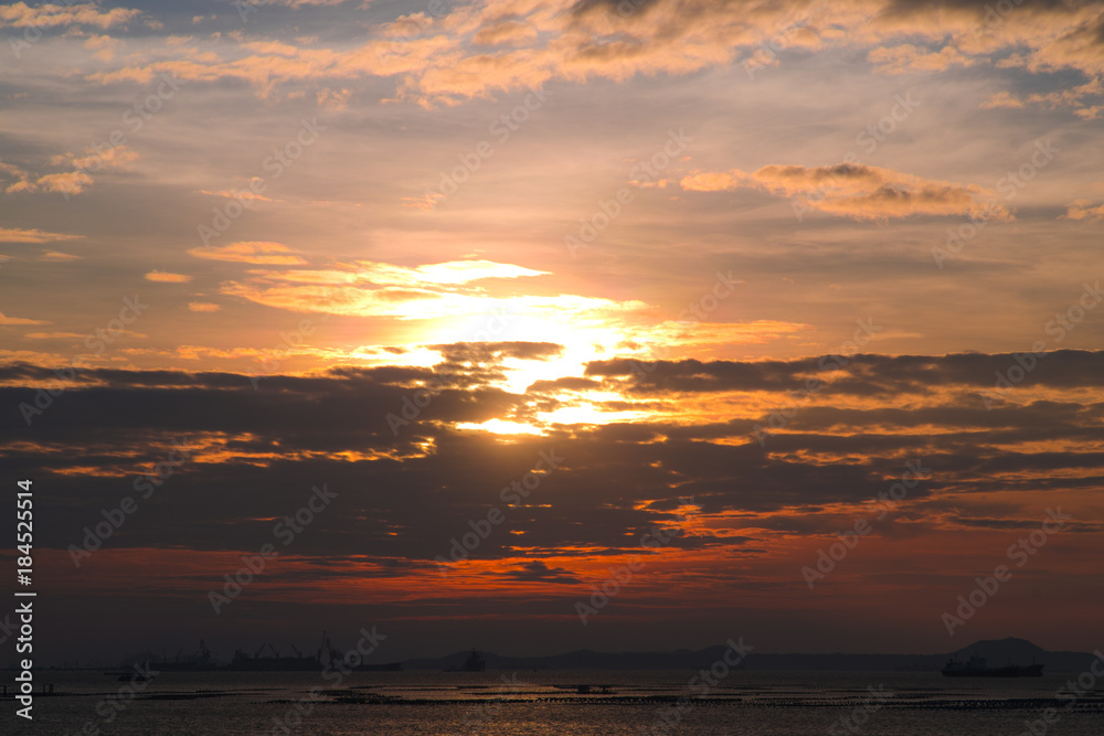 Colorful of sunset on sea scape background
Colorful of sunset on sea scape background