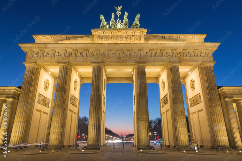 Berlin - The Brandenburg gate in evening dusk.