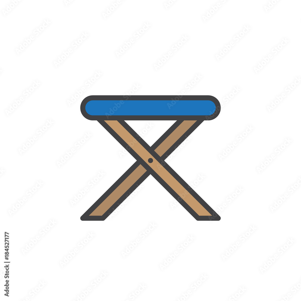 Camp chair filled outline icon, line vector sign, linear colorful pictogram isolated on white. Symbol, logo illustration. Pixel perfect vector graphics Camp chair filled outline icon, line vector sign, linear colorful pictogram isolated on white. Symbol, logo illustration. Pixel perfect vector graphics