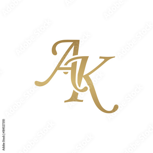 Initial letter AK, overlapping elegant monogram logo, luxury golden color photo