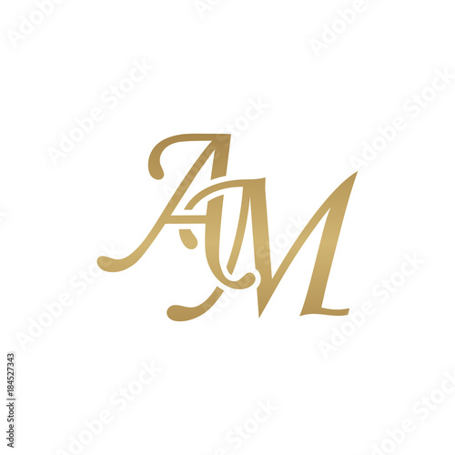 Initial letter AM, overlapping elegant monogram logo, luxury golden color