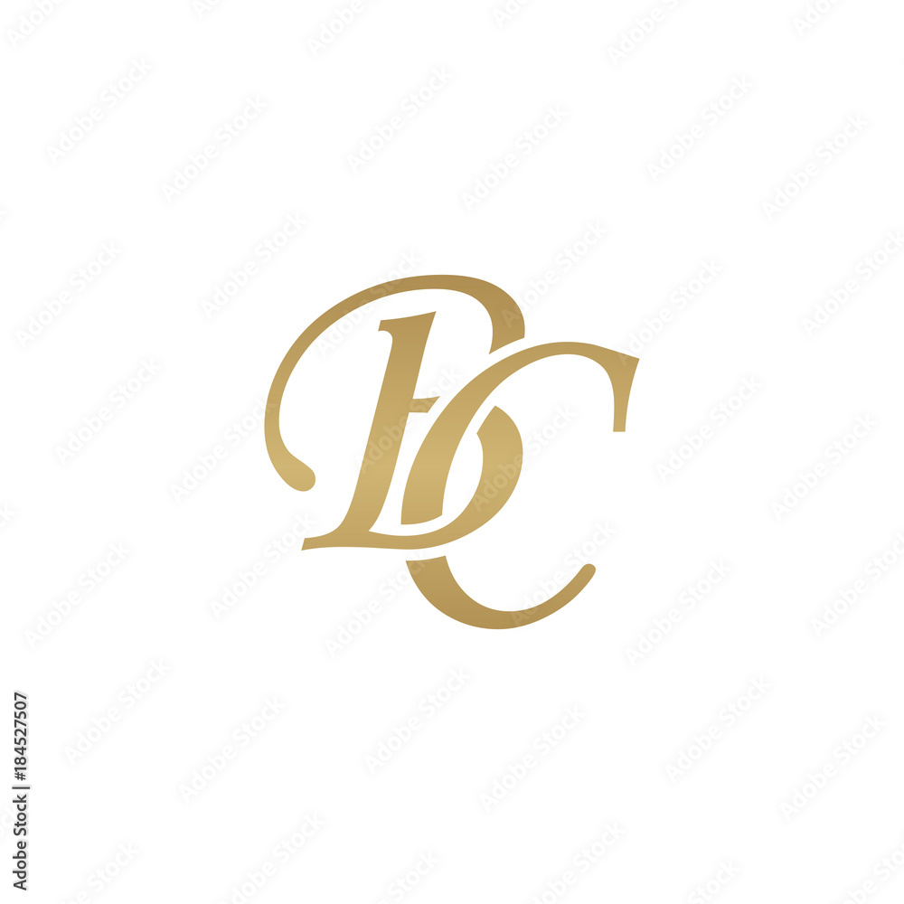 Initial letter BC, overlapping elegant monogram logo, luxury golden color