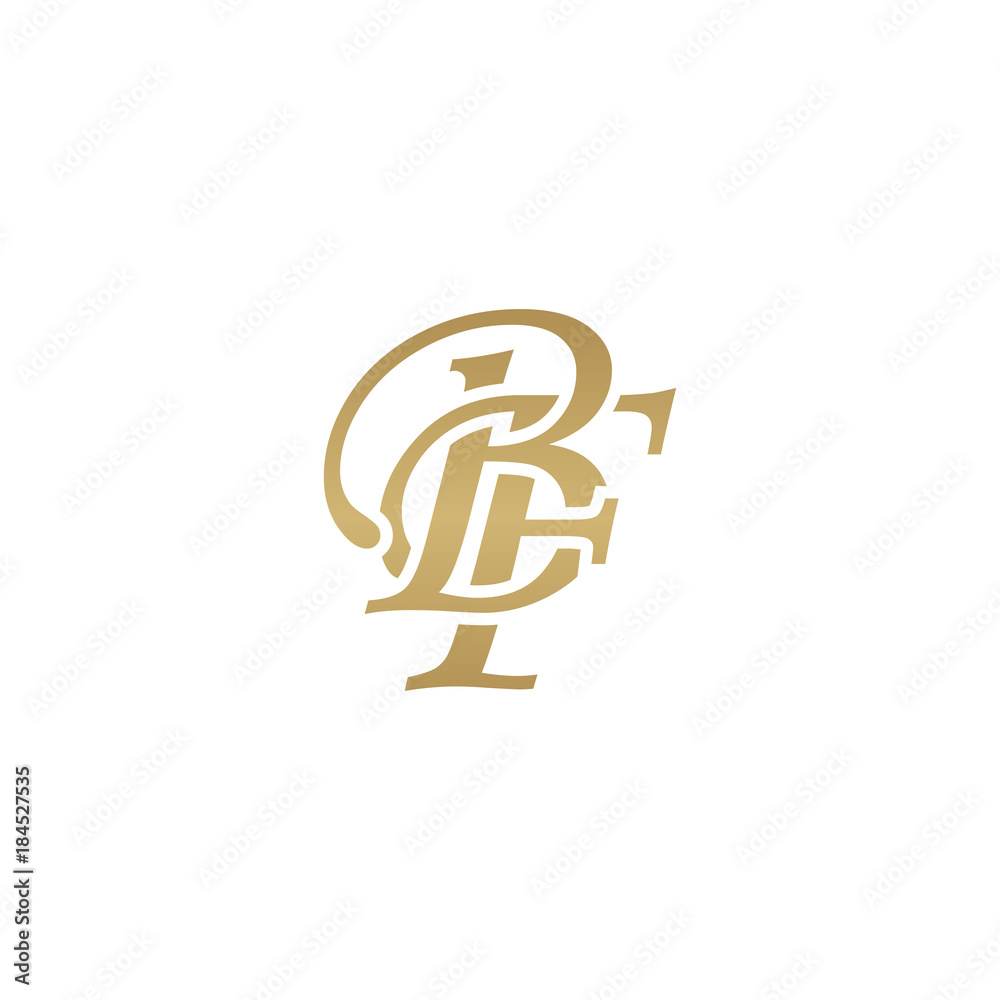 Initial letter BF, overlapping elegant monogram logo, luxury golden color