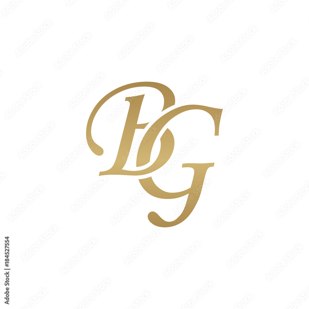 Initial letter BG, overlapping elegant monogram logo, luxury golden