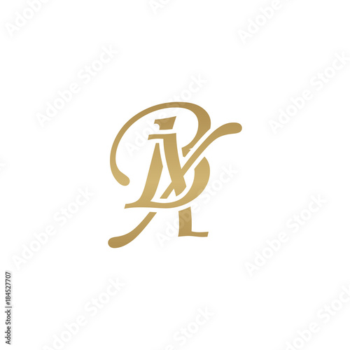 Initial letter BX, overlapping elegant monogram logo, luxury golden color