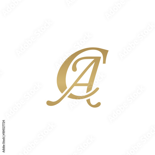 Initial letter CA, overlapping elegant monogram logo, luxury golden color