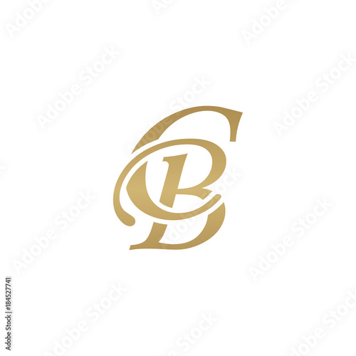 Cb initial letter gold calligraphic feminine Vector Image