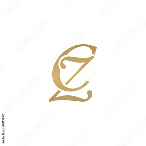 Initial letter CZ, overlapping elegant monogram logo, luxury golden color