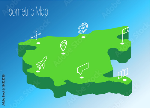 Map Montenegro isometric concept.