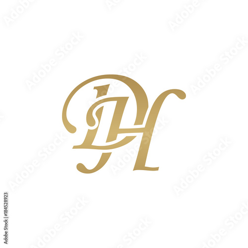 Initial letter DH, overlapping elegant monogram logo, luxury golden color