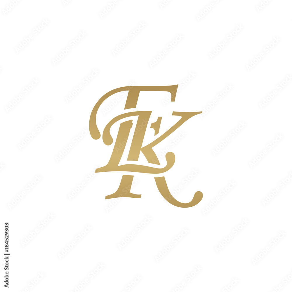 Initial letter EK, overlapping elegant monogram logo, luxury golden color Initial letter EK, overlapping elegant monogram logo, luxury golden color