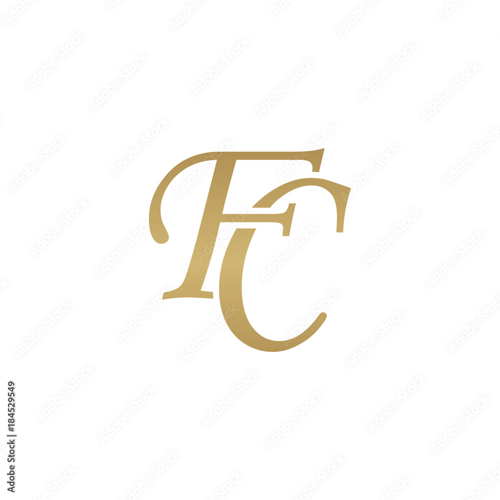 Initial letter FC, overlapping elegant monogram logo, luxury golden color Initial letter FC, overlapping elegant monogram logo, luxury golden color