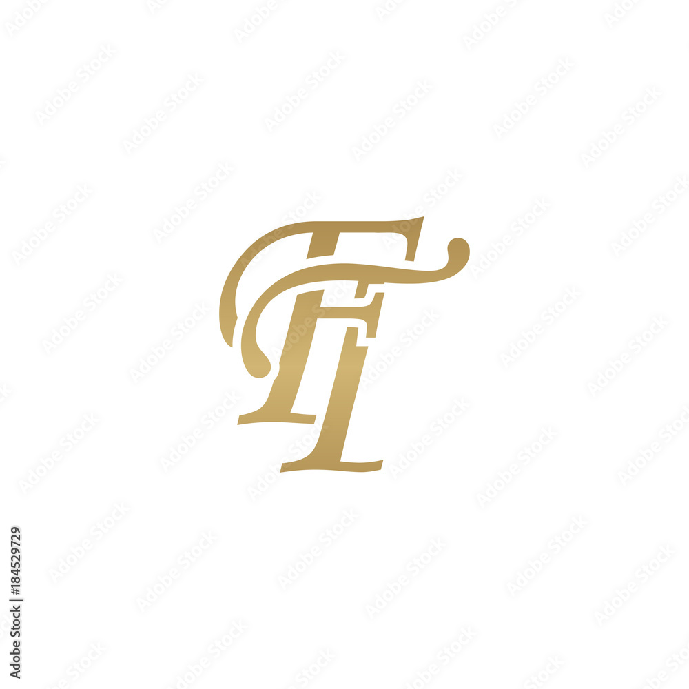 Initial letter FT, overlapping elegant monogram logo, luxury golden color