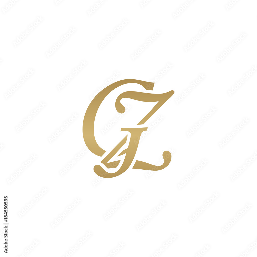 Initial letter GZ, overlapping elegant monogram logo, luxury golden color Initial letter GZ, overlapping elegant monogram logo, luxury golden color