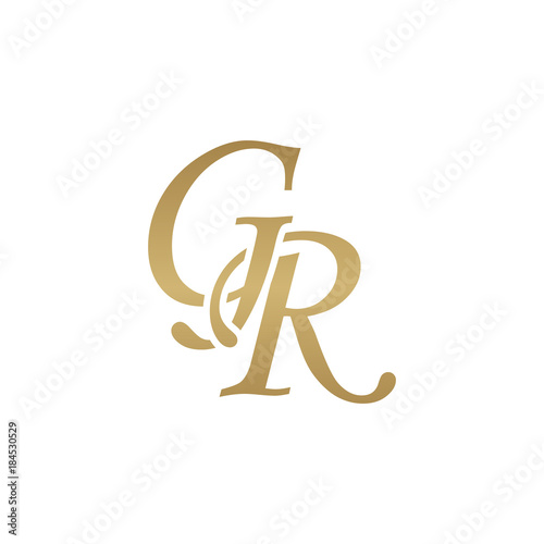 Initial letter GR, overlapping elegant monogram logo, luxury golden color