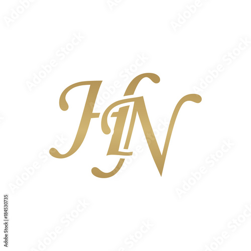 Initial letter HN, overlapping elegant monogram logo, luxury golden color