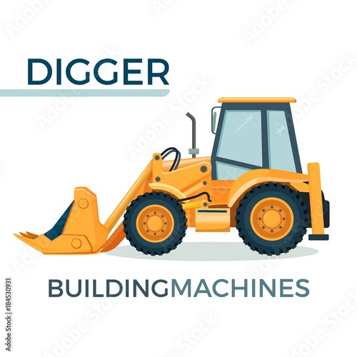 Modern solid building machine digger with spacious cabin