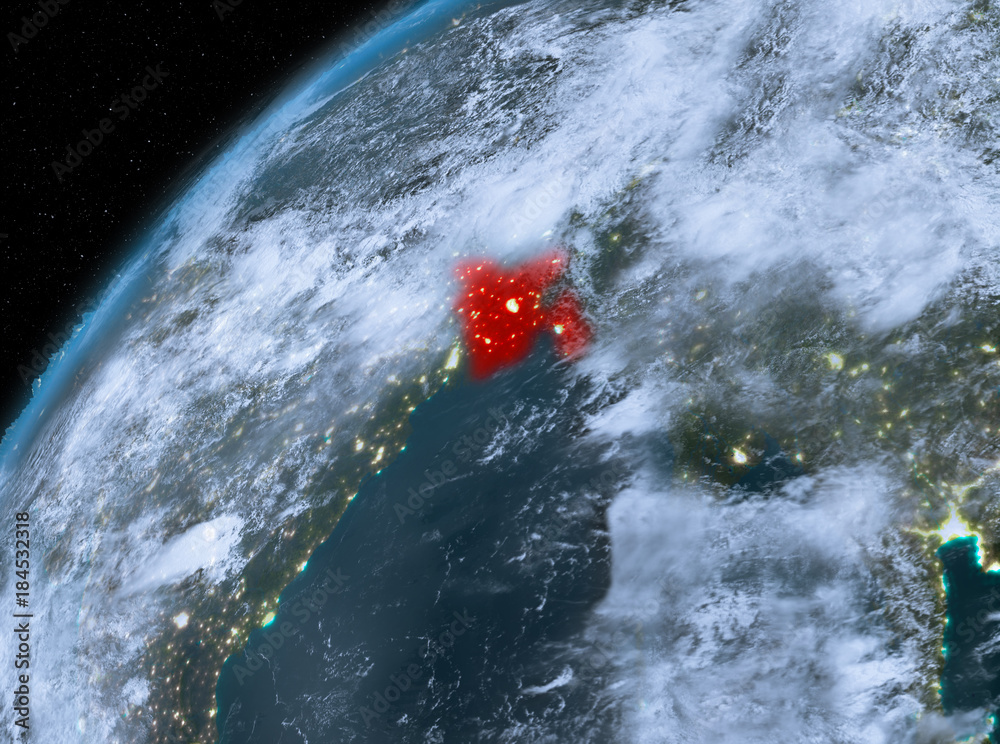 Bangladesh on planet Earth in space at night Bangladesh on planet Earth in space at night