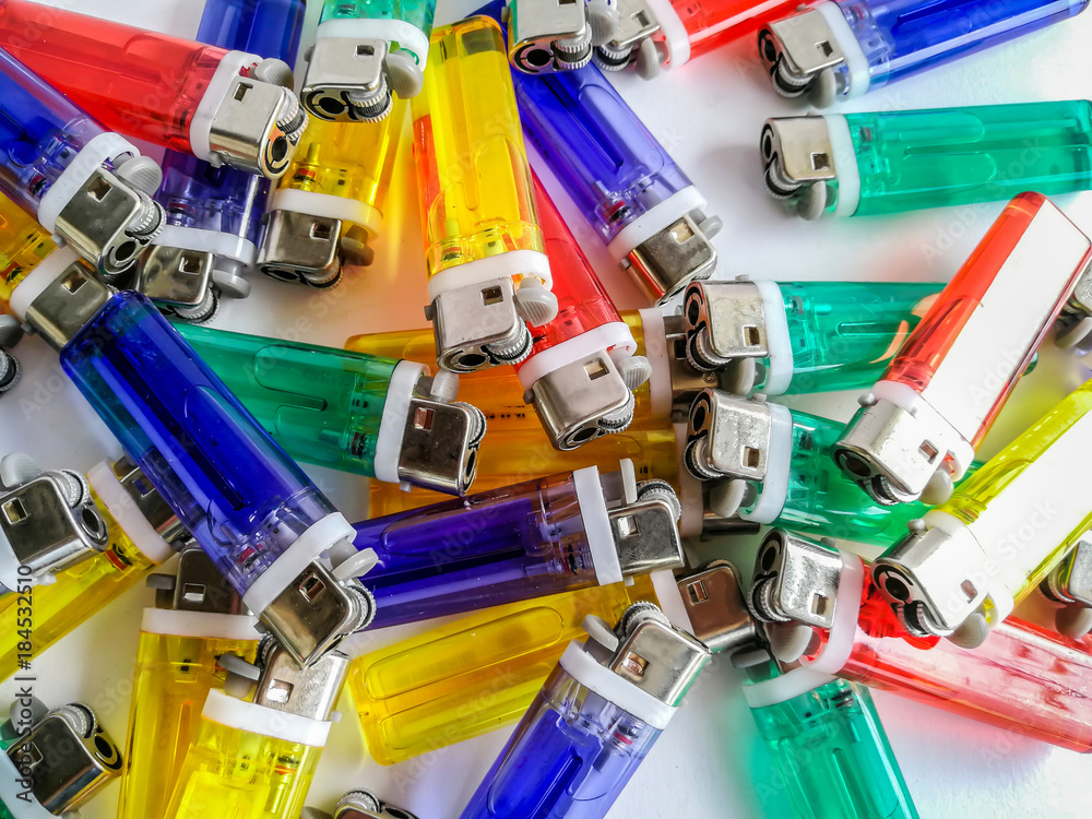Garbage, Metal, Silver - Metal, Cigarette Lighter, Multi Colored Garbage, Metal, Silver - Metal, Cigarette Lighter, Multi Colored