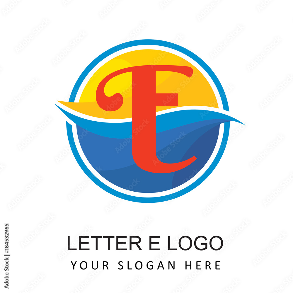 travel beach logo with letter e travel beach logo with letter e