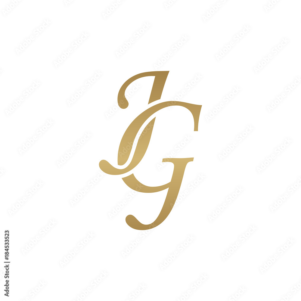 Initial letter JG, overlapping elegant monogram logo, luxury golden