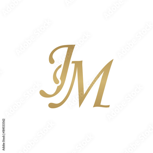 Initial letter JM, overlapping elegant monogram logo, luxury golden color