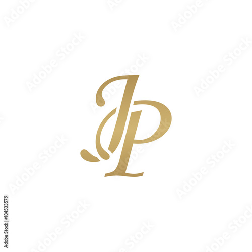 Initial letter JP, overlapping elegant monogram logo, luxury golden color